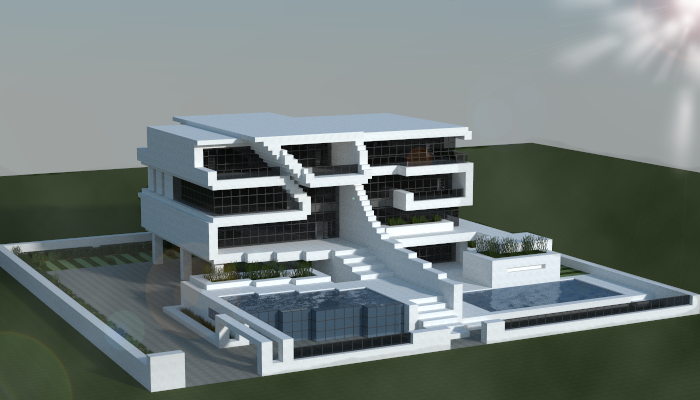 Minecraft Large Modern House Schematic Minecraft Land   Large Picture 7870 