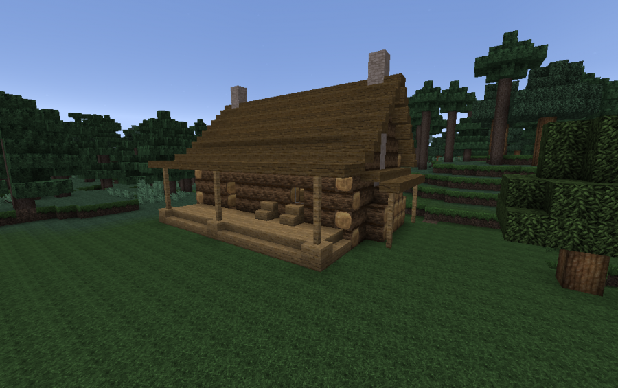 minecraft ideas with log cabin