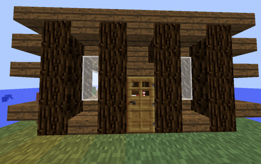 uma casa de madeira pequena no minecraft