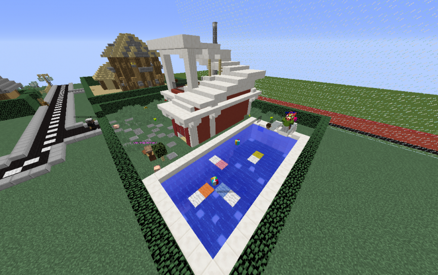 Modern Red House with pool, creation #9072